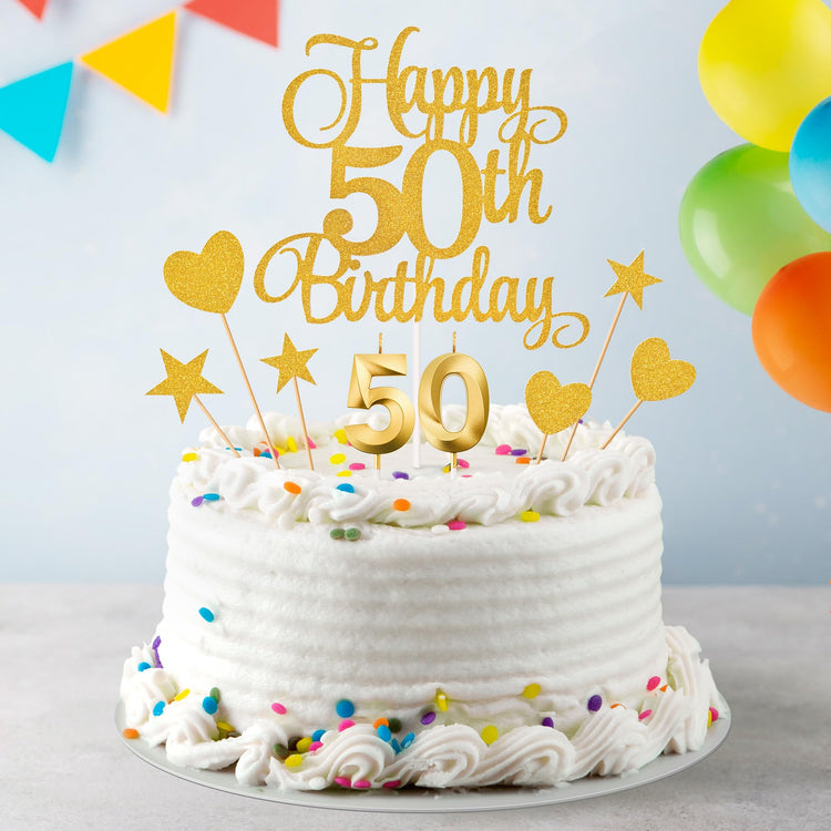 50th Birthday Cake Decorations (9 Count)