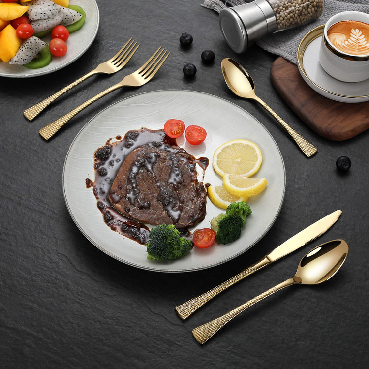 Hammered Gold Silverware Set (20 Count)