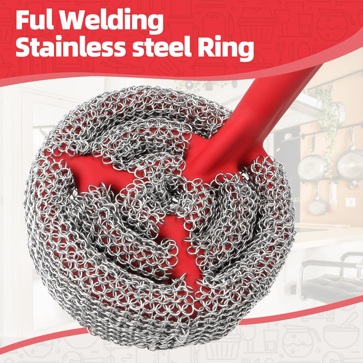Cast Iron Chainmail Scrubber with Handle （ABS）
