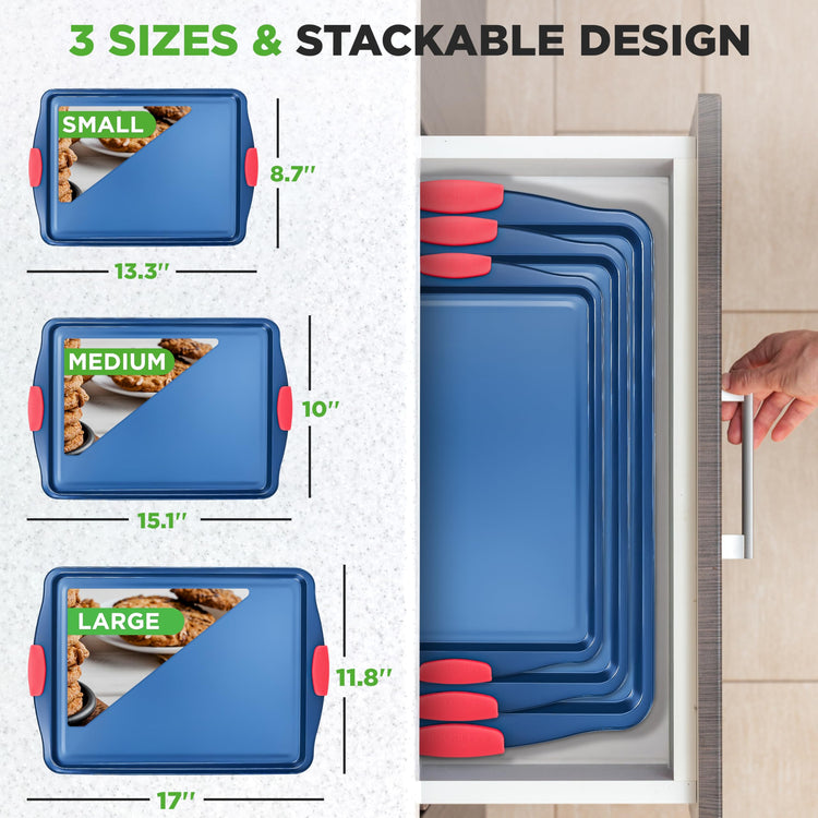 3 Piece Nonstick Cookie Sheets for Baking