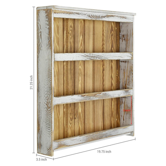 3 Tier Spice Rack Wall Mount Rustic Wood Kitchen Shelf