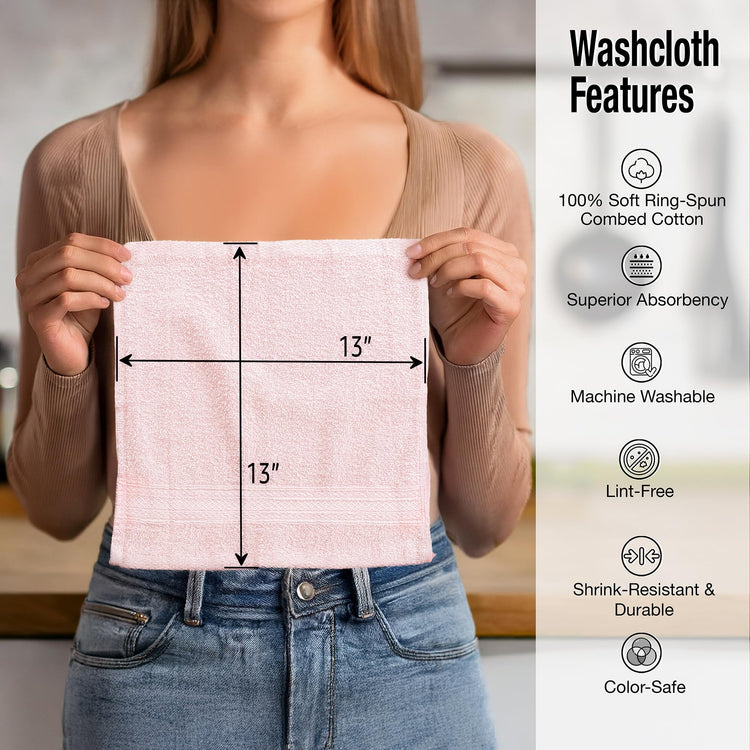 Washcloths 13" x 13" Washcloths 12 Pack (12 Count)