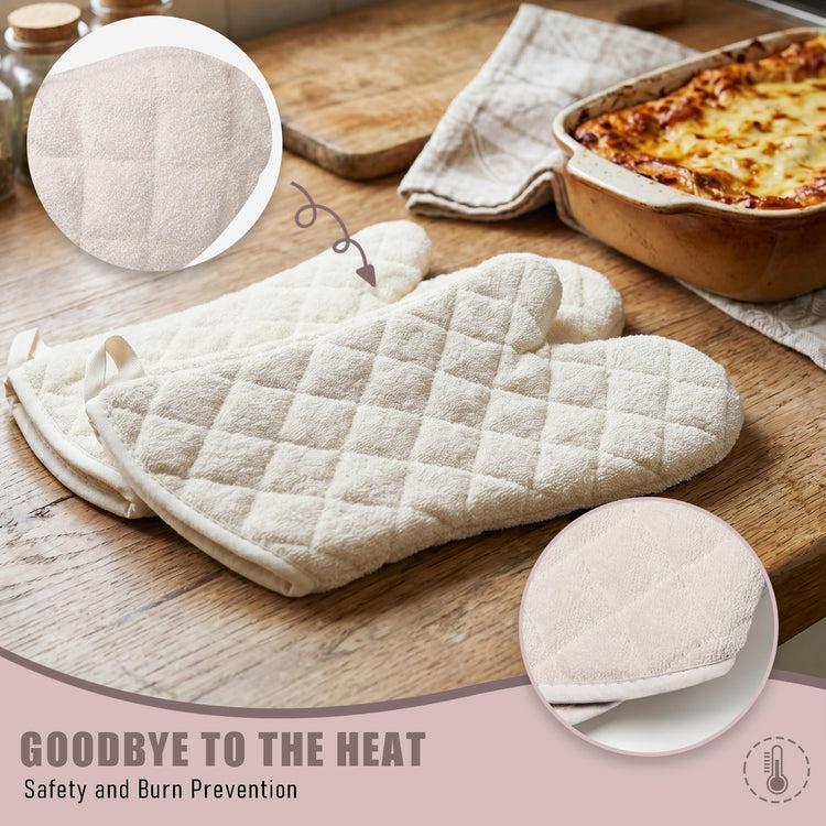 15" 482°F Terry Cloth Oven Mitts 100% Cotton Set of 2 (2 Count)