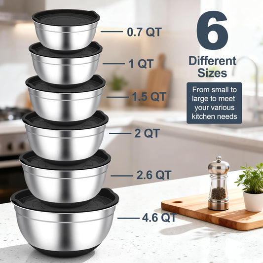 Mixing Bowls Stainless Steel Salad Bowls with Lids