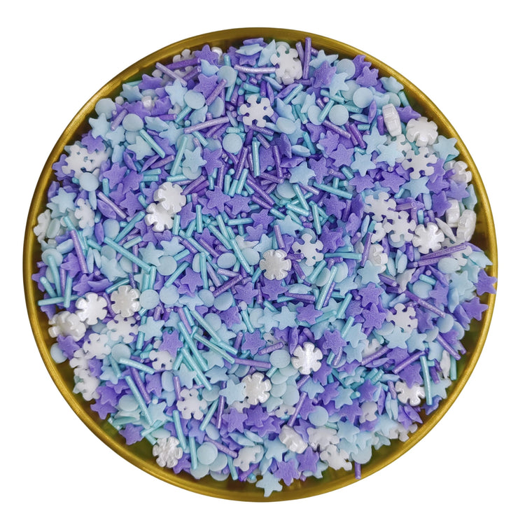Snowflake Sprinkles Blue & White & Purple Christmas Sprinkles Mixed size snowflake Stars Jimmies CakeCookie Decorating Perfect for Wedding Party Valentine Halloween Christmas Supplies 4.58OZ (4.58 Ounce)