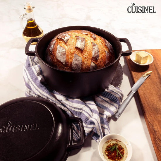 Cast Iron Double Dutch Oven - Pre-Seasoned 5-Quart Set – 2-in-1 Multi-Cooker: 5-Qt Deep Pot + 10" Skillet - Frying Pan Converts to Lid of Combo Dutch Oven – Grill, Stove Top, BBQ and Induction Use - Nestoria
