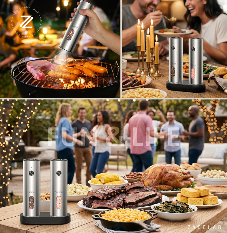 Rechargeable Electric Salt and Pepper Grinder Set with USB (3.72 Ounce)