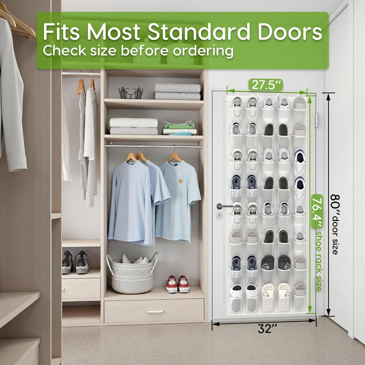 Over the Door Shoe Organizer with 40 Large Breathable Mesh Pockets