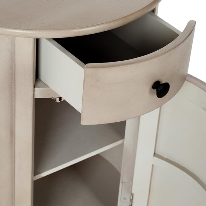 SAFAVIEH Home Collection – Tabitha Grey Round Swivel Storage End Table, Farmhouse Accent Table with Drawer & Cabinet, Fully Assembled (AMH5712A)