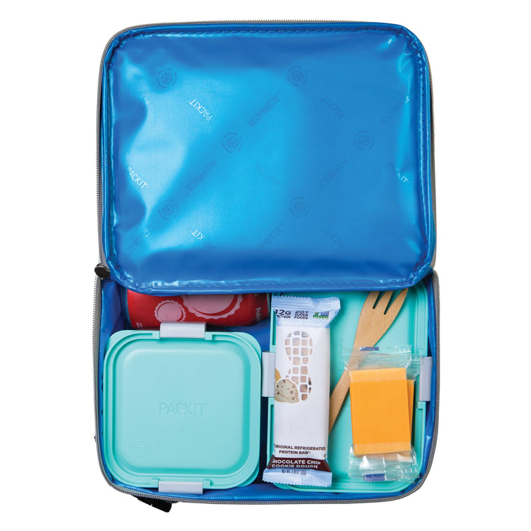 R) Freezable Classic Lunch Box, Gray Fog, Built with EcoFreeze(R) Technology, Collapsible, Reusable, Zip Closure With Front Pocket and Buckle Handle, For Work Lunches and Fresh Lunch On the Go