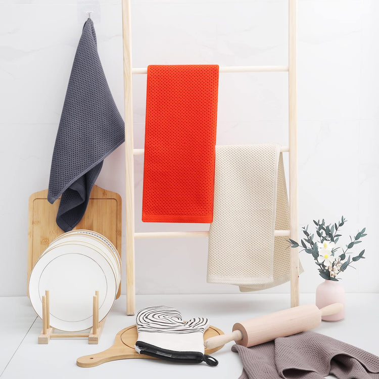 100% Cotton Waffle Weave Kitchen Dish Towels 4 (4 Count)