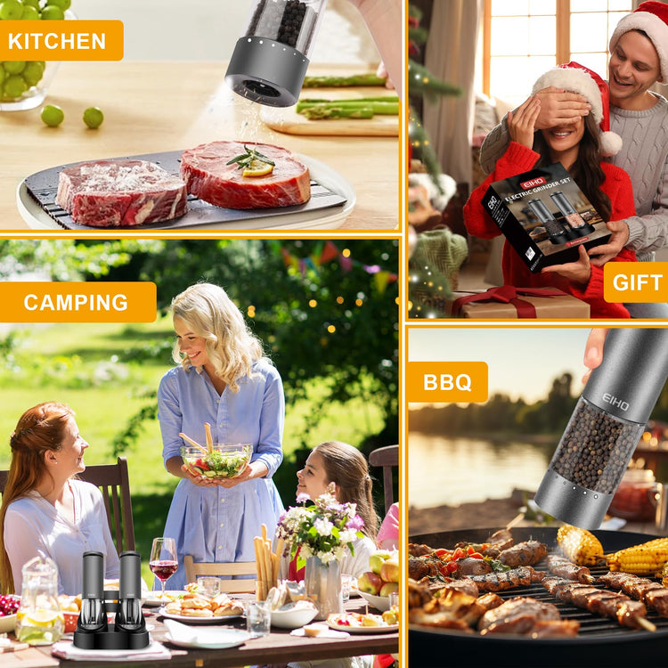 Electric Salt and Pepper Grinder Set USB Rechargeable (2 Count)