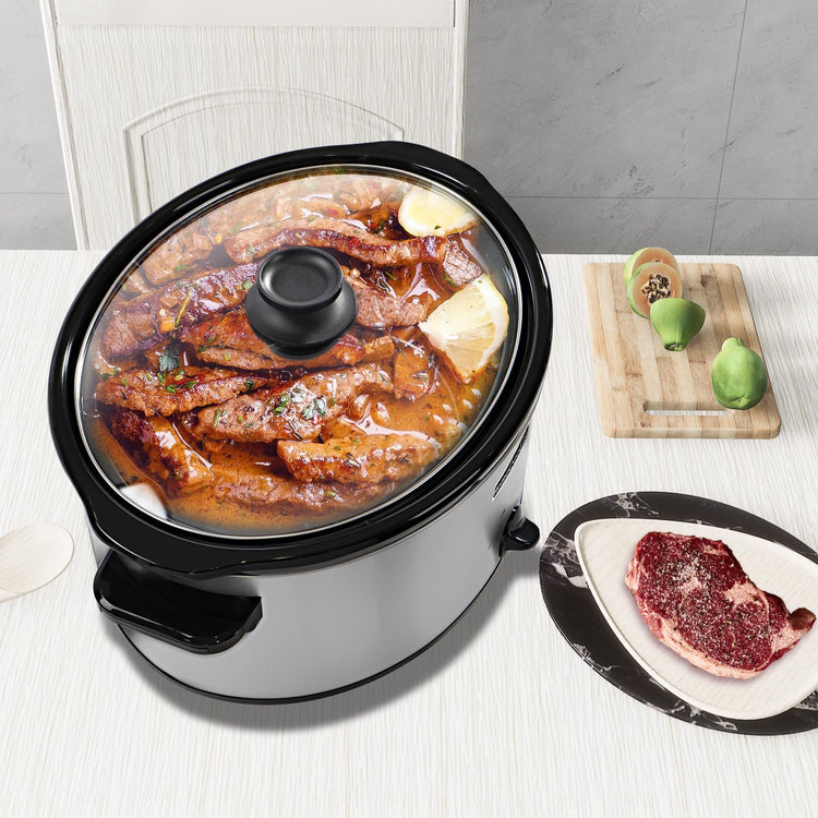 8 Quart Slow Cooker Oval Manual Pot Food Warmer with 3 Cooking Settings
