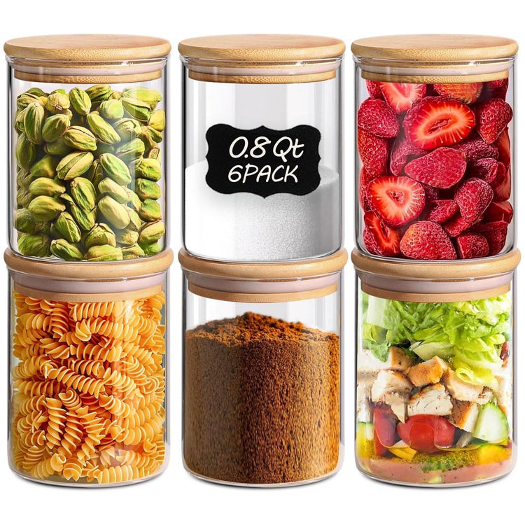Glass Storage Containers With Lids 0.8 Qt (6 Count)