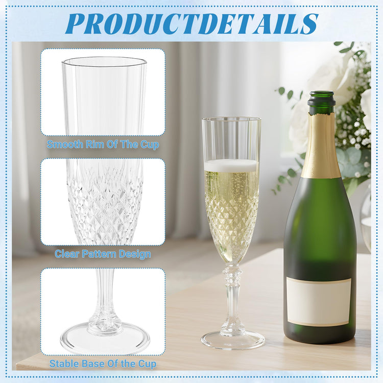 24 Pack Plastic Champagne Flutes (24 Count)