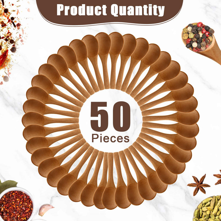 50 Pcs Small Wooden Spoons (50 Count)