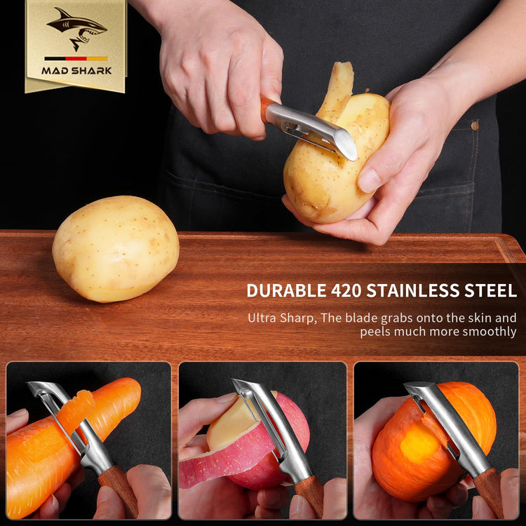 Peels Smoothly Wooden Vegetable Peeler for Kitchen