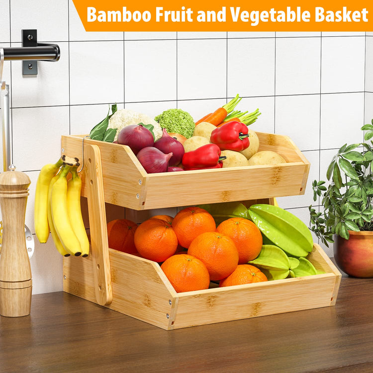Bamboo Fruit Basket for Kitchen