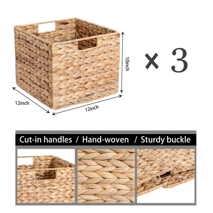 12x12x10in Water Hyacinth Storage Basket Large (3 Count)