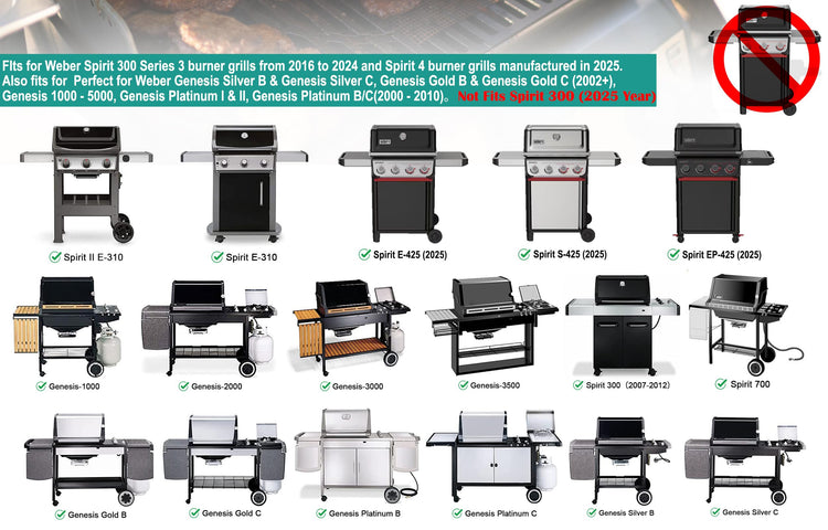 Full Size Griddle Inserts for Weber Spirit & Spirit II 300 Series