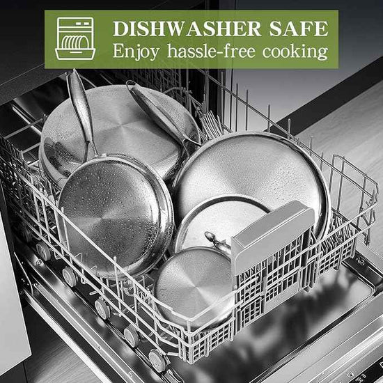 Triple Ply Stainless Steel Pots and Pans Set, EWFEN 12 Piece Induction Cookware Set, Oven Dishwasher Safe | Frying Pans, Saucepans, Saute Pan & Stock Pot, PFOA Free Kitchen Skillet