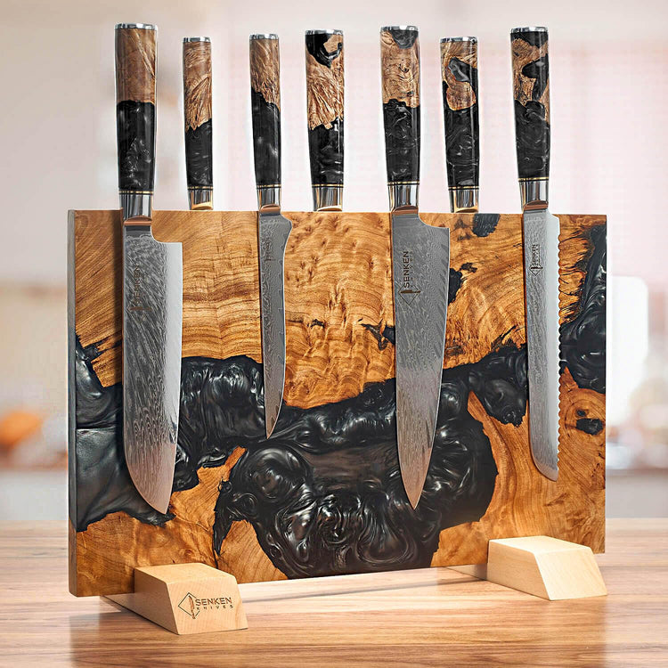 SENKEN "Black Tsunami" Extra Large Magnetic Knife Block