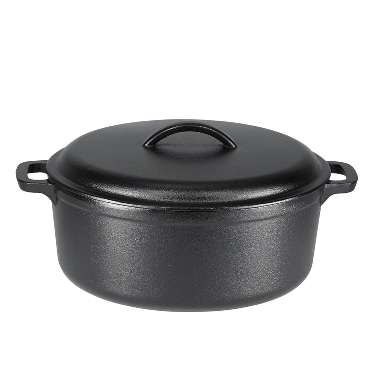 Pre Seasoned Cast Iron Dutch Oven Pot with Lid and Dual Handles