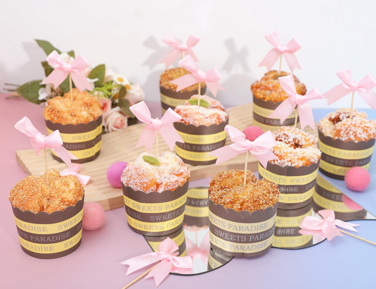 Pink Bow Cupcake Toppers