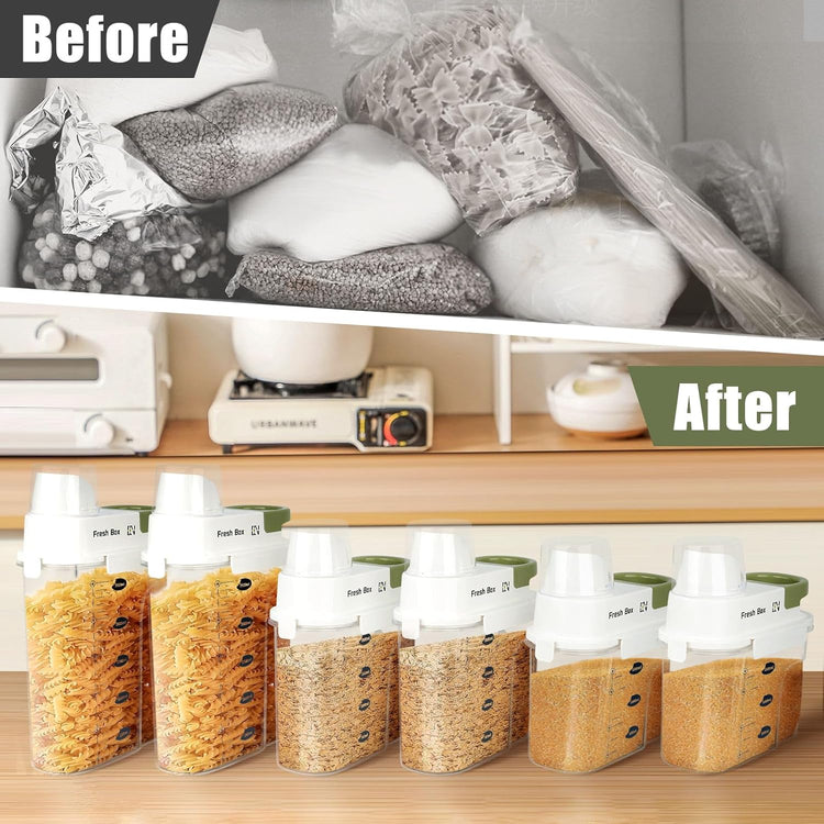 Cereal Storage Container 4Pack,44oz/1.3L Airtight Food Storage Containers With Lids,Organizers Storage With Measuring Cup for Beans,Sugar,Rice,Nuts,Snacks,Dog Cat Pet Food,Candy