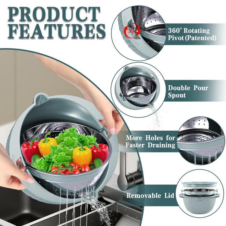 4 1 Colander with Bowl Set