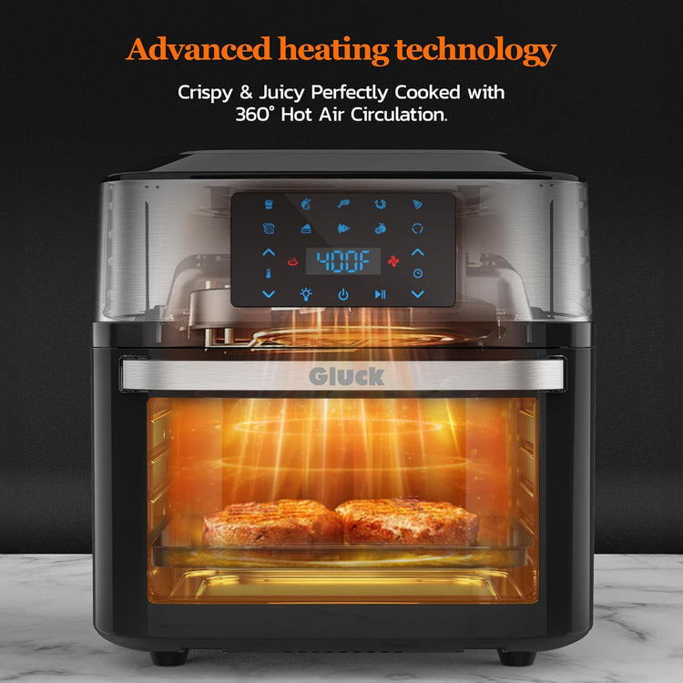 Air Fryer Oven Large 20 QT, 10-in-1 Toaster Oven Air Fryer Combo with Window for Family, Airfryer Oven with Rotisserie, 3 Dehydrating Racks, ETL Certified