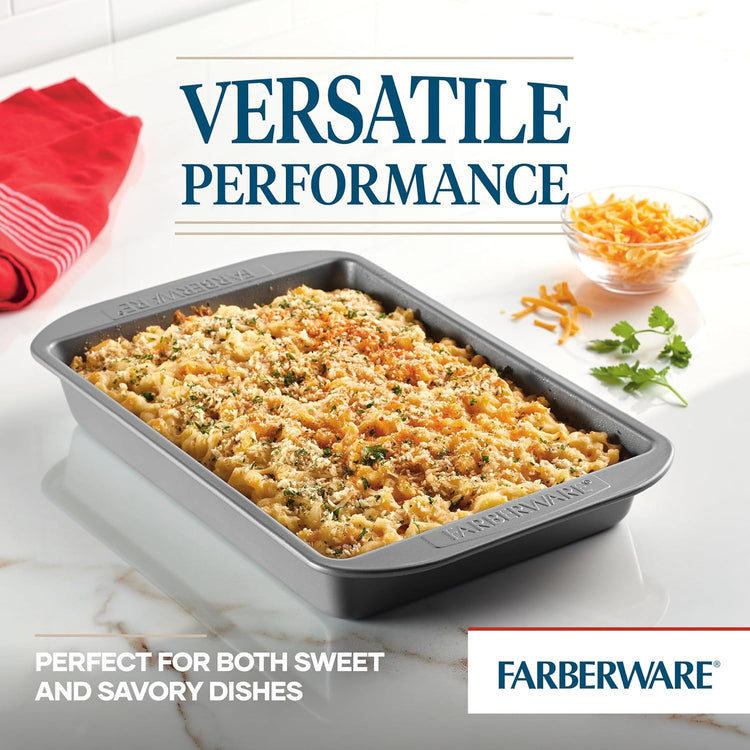 Farberware Nonstick Bakeware Baking Pan With Lid / Nonstick Cake Pan With Lid, Rectangle - 9 Inch x 13 Inch, Gray