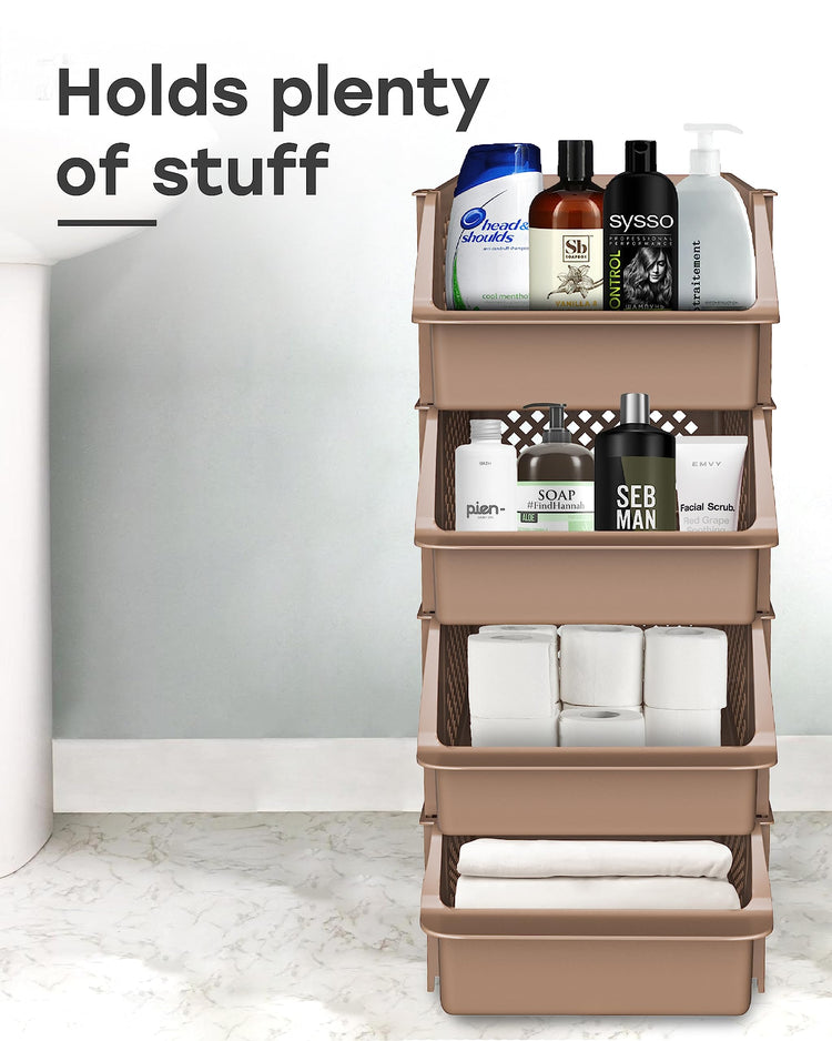 TidyFriend Plastic Stackable Storage Bins for Pantry (4 Count)