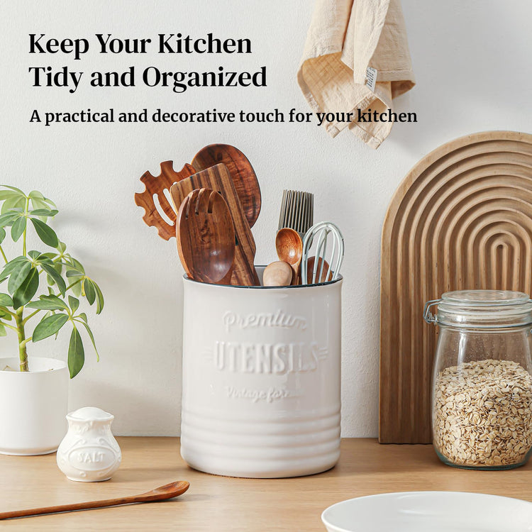 7.2" Large Ceramic Utensil Holder for Kitchen Counter