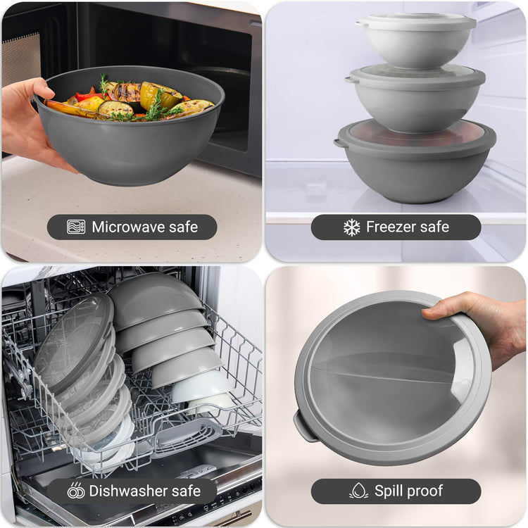 12 Piece Plastic Nesting Mixing Bowls with Lids