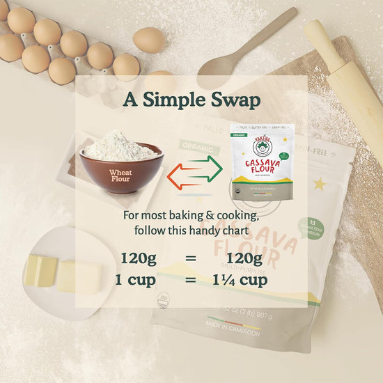 YAKÉVA Organic Cassava Flour - Gluten-Free Flour, Grain-Free, Nut-Free, Wheat Substitute, Paleo, Non-GMO, 100% Yuca Root, No Additives & Preservatives - Nestoria