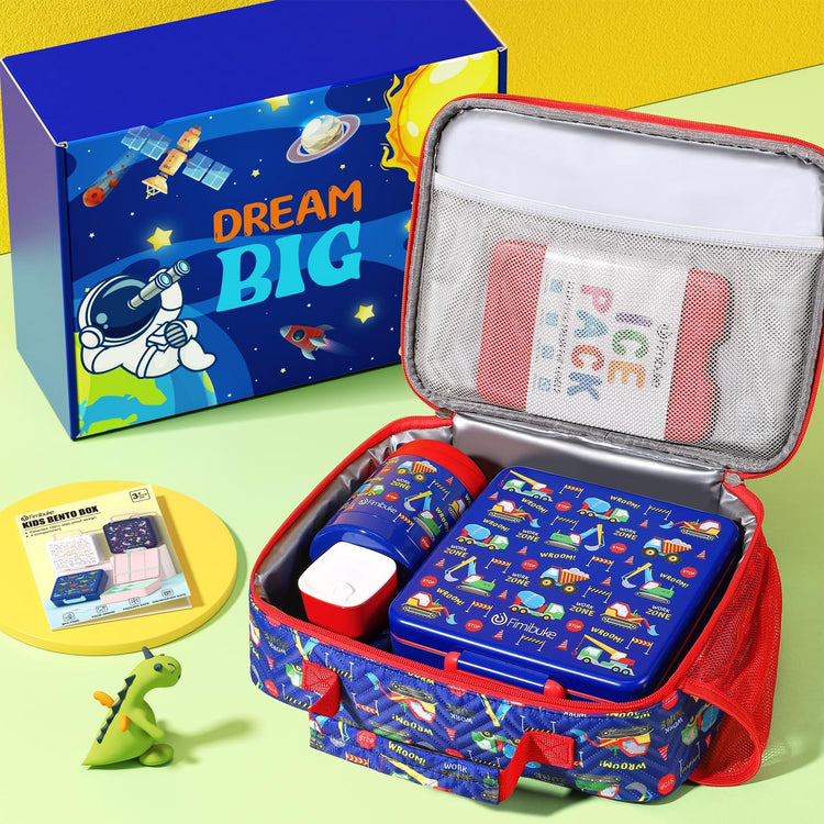 Kids Bento Snack Lunch Box with Thermo Insulated Toddler Lunch Bag
