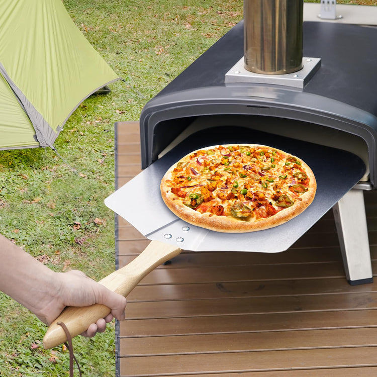 Kitchen Supply Aluminum Pizza Peel with Wooden Handle 14