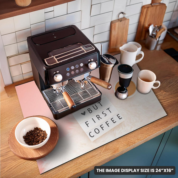 Coffee Mat Super Absorbent – 24" x 16" Dish Drying Mat for Kitchen Counter-Fit Under Coffee Maker Espresso Machine Dish Rack (Morning Brew)