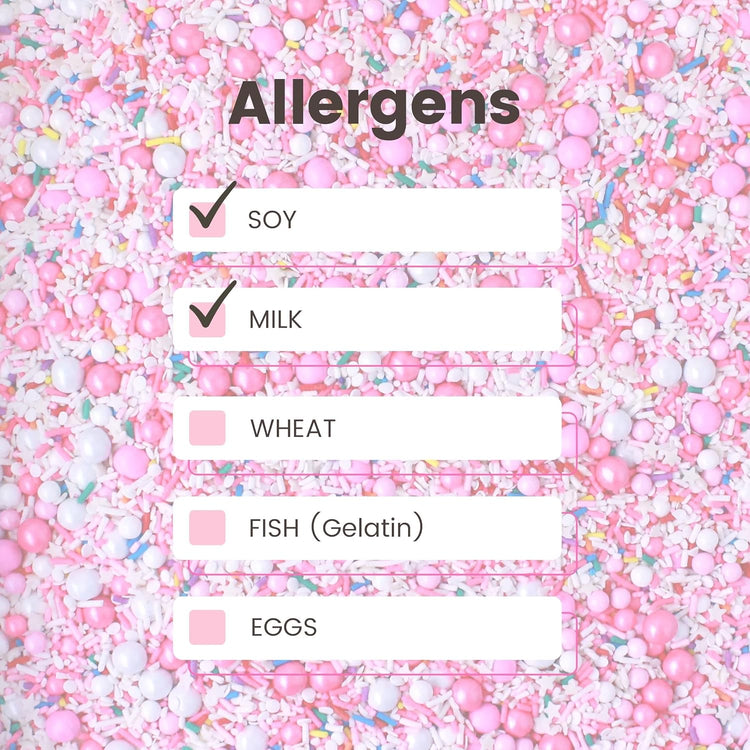 Sprinkle Pop A Frosted Affair Sprinkles Mix| Pink White Sprinkles with Rainbow Pops| Decorating Sprinkles Made in USA for Girl Baby shower Gender Reveal Birthday Cake Cupcakes Donuts Cookies, 2oz