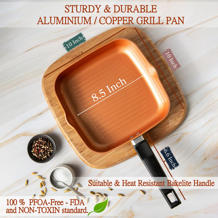 9.5" Grill Pan For Indoor Cooking