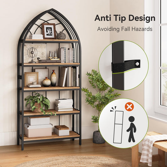 74.8" Tall Arched Bookshelf