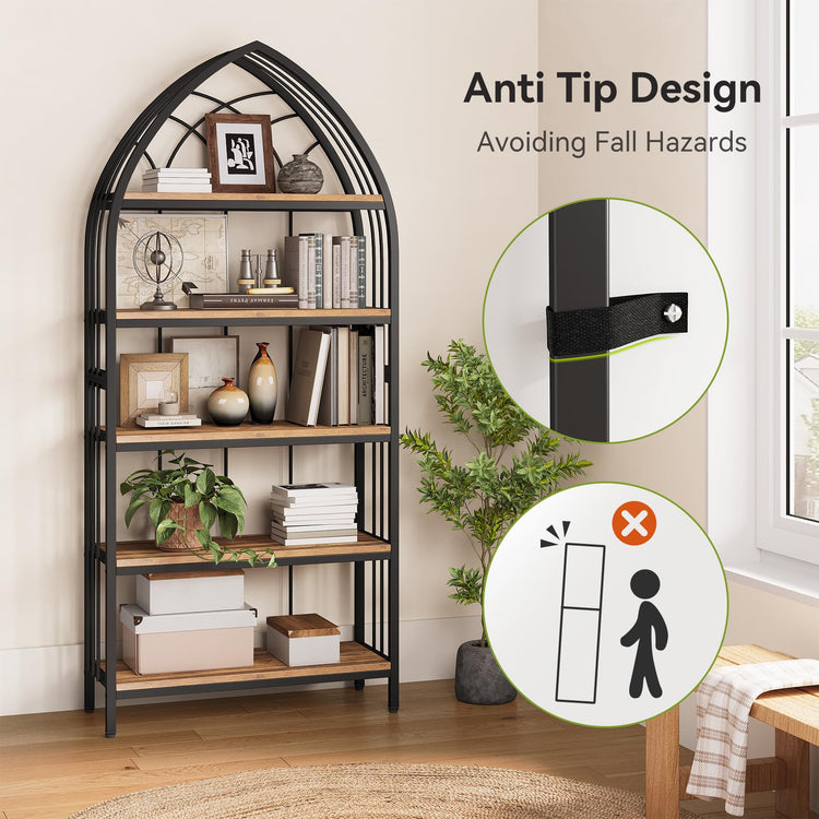 74.8" Tall Arched Bookshelf