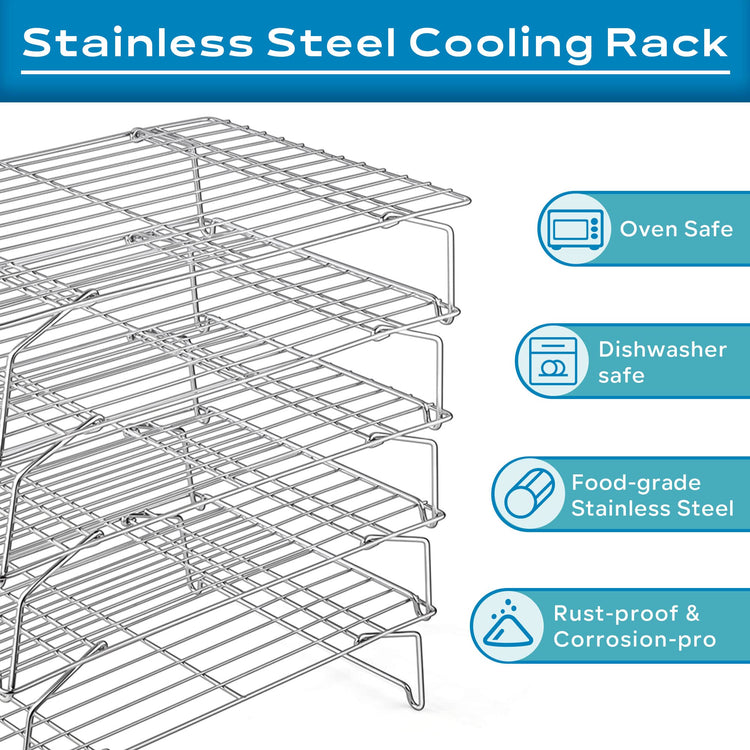 5 Tier 15x10IN Cookie Cooling Rack for Cooking Stackable Collapsible