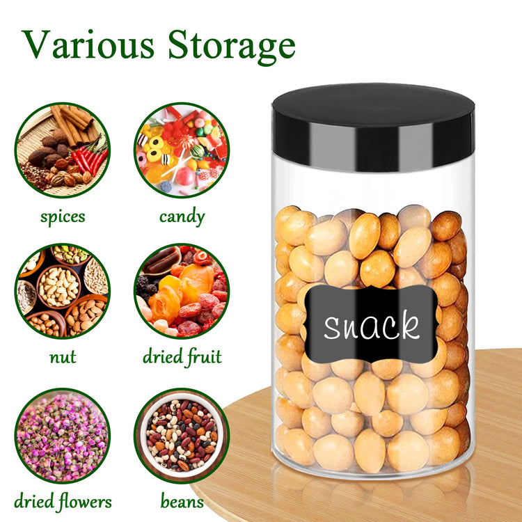 Plastic Jars with Lids 6OZ 42PCS Small Empty Slime Cosmetics Containers Clear Gift Food Jars Round PET Cream Jars with Black Lids Pen Labels for Kitchen Storage Spices Dry Food Body Butter (42 Count)