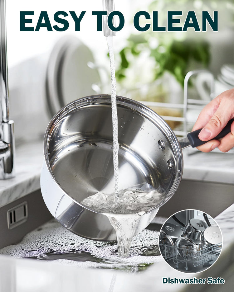 Professional 2 Quart Stainless Steel Saucepan with Lid