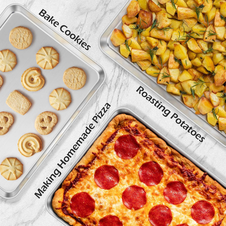 Non Toxic 9x13IN Stainless Steel Baking Quarter Sheet Pans (2 Count)