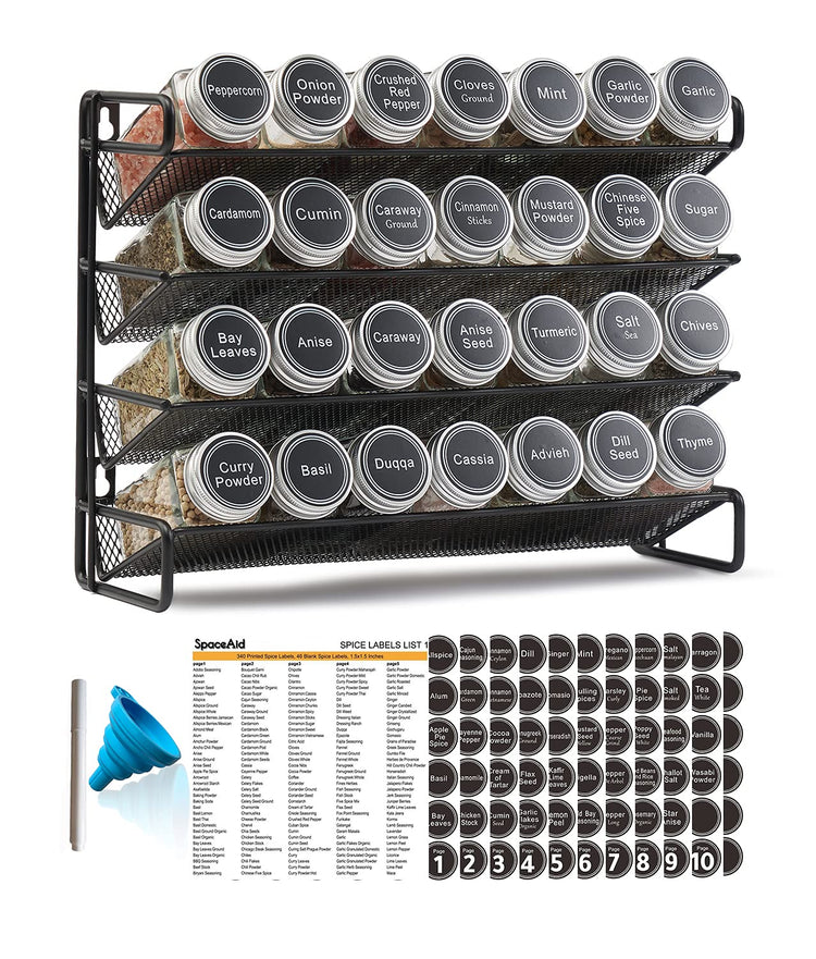 Spice Rack Organizer with 28 Spice Jars