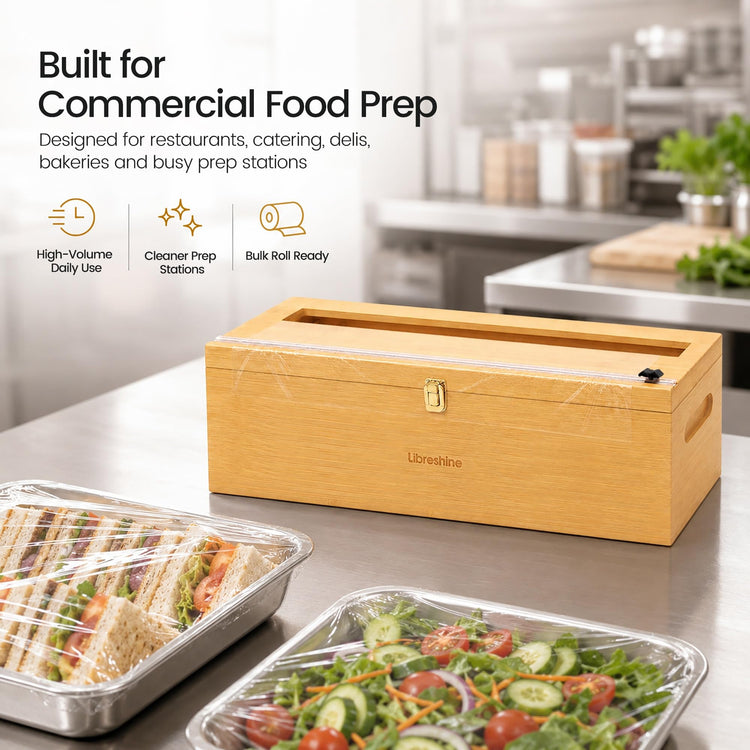 Bamboo 18 Inch Commercial Plastic Wrap Dispenser with Cutter