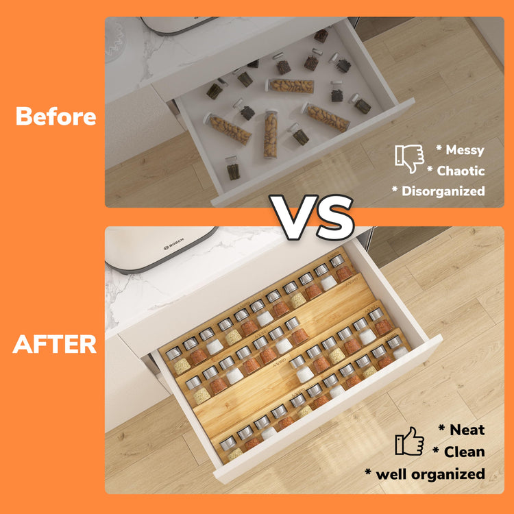 Bamboo Spice Drawer Organizer with Non (8 Count)